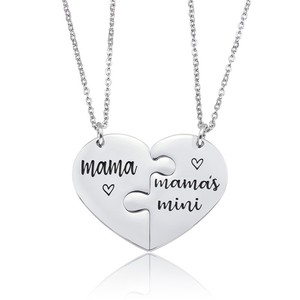 Ensemble de colliers en acier inoxydable <span class=keywords><strong>pour</strong></span> la fête des mères, plaqué or, pendentif cœur d'amour, chaîne à maillons, bijoux <span class=keywords><strong>pour</strong></span> la <span class=keywords><strong>meilleure</strong></span> maman - Product Image 1