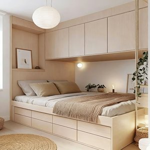 Armoire en bois personnalisée BALOM avec porte à charnières pour la maison, le bureau et la chambre à coucher, design gain de place avec quincaillerie de qualité - Product Image 4