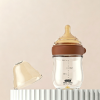 Biberon anti-colique pour nouveau-né en verre cristal diamanté PP, à large ouverture, avec tétine en silicone en forme de cœur, sans BPA, motif imprimé
