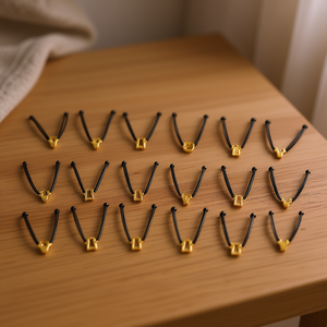 PULSERA Collier avec pendentif en fil noir en acier inoxydable doré, 12 pièces, fait main, minimaliste, à porter au quotidien, unisexe - Product Image 3