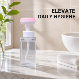 Bouteille de savon moussant ronde en PET de 250 ml avec tête de brosse en silicone, distributeur de mousse pour lavage des mains en plastique transparent avec bouchon - Product Image 3