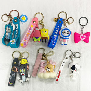 Porte-clés de Noël en 3D personnalisé, dessin animé, porte-clés en caoutchouc PVC avec <span class=keywords><strong>sangle</strong></span> de poignet, anneau pour cadeau, pendentif pour sac d'école - Product Image 5