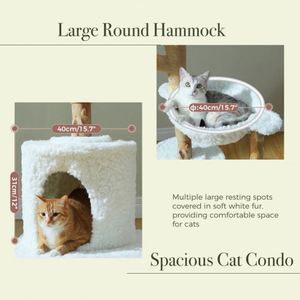 Modern Luxury Halloween-Themed Eco-Friendly Durable Wood <b>Cat</b> Tree Tower Spacious Condo Cozy <b>Hammock</b> 2 Flower Perches Double - Product Image 3