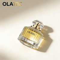 OLATEC Frascos de Perfume Vacíos con Rayas Verticales, Botella de Vidrio Transparente con Pulverizador y Tapa Dorada de 50 ml, Botella de Perfume de Vidrio Vacía de Lujo