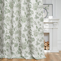 100% rideaux floraux occultants pour chambre à coucher longue imprimé fleur rideaux noirs vert fenêtre traitement ferme rideaux ensemble