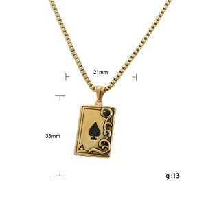 Collier pendentif Ace Of Spades en acier inoxydable, style rétro unisexe, design de carte à jouer, ton doré 120226 - Product Image 5