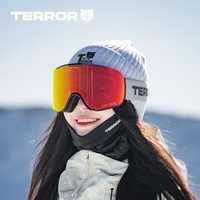 Lunettes de ski magnétiques TERROR HD cylindriques anti-buée pour enfants et femmes, avec clip pour lunettes de myopie, professionnelles pour le snowboard, lentilles en PVC et PC