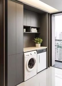 Mueble de Lavandería con Lavabo Integrado para Balcón, Lavadero, Baño - Product Image 5