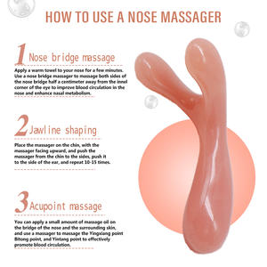 नाक की मालिश चेहरे को उठाने वाली जीभ टेंडन मेरिडियन स्टिक रेसिन गुलाबी एगेट वाई आकार के दो कोण नाक स्क्रैपर मालिश उपकरण - Product Image 3