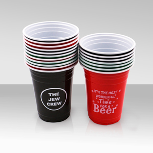 Wholesale <strong>Custom</strong> Logo 16 Oz Blue Black Yellow Green Red Disposable Plastic Party Cup Double Color Plastic Cup for Drinking - Product Image 5