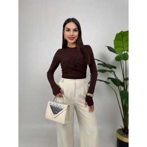 ชุดบอดี้สูทไหมพรมแขนยาวรัดรูปสีดำสำหรับผู้หญิง รุ่น 2059 Tie-Up Sandy - Product Image 1