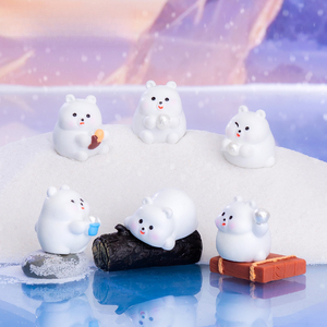 Orsetto di peluche bianco per giochi sulla neve Weij Landscape, accessori decorativi fai-da-te per paesaggi ghiacciati, mini albero - Product Image 3