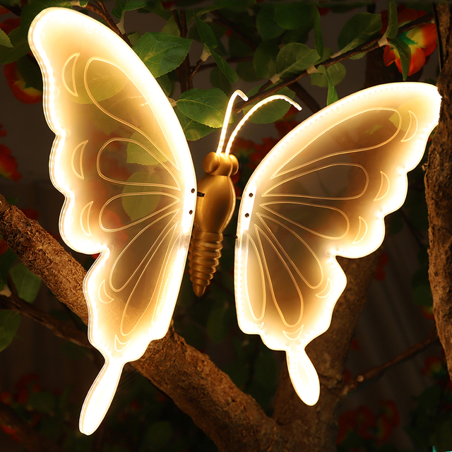 Outdoor Waterproof LED 3D Simulation Dynamic Butterfly Light IP65 Garden Festival Night Lawn Decoration for Christmas Halloween