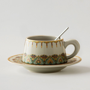 Taza y Platillo de Café Estilo Británico Vintage, Exquisito Juego de Taza y Platillo para Té de la Tarde - Product Image 6