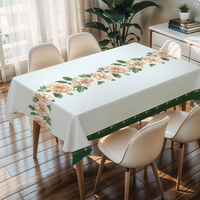 Nappe en PVC imprimée beige à motifs floraux RNPT, nappe en PVC, rouleau de nappe pour nappe rectangulaire italienne