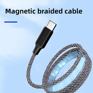 Câble en nylon USB-C à charge rapide magnétique à remontage automatique 3A 60W chargeur <span class=keywords><strong>plat</strong></span> anti-enchevêtrement de type C conducteur en cuivre pur pour <span class=keywords><strong>iPhone</strong></span> - Product Image 2