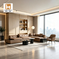 Canapé d'angle américain personnalisable, mobilier moderne de luxe élégant, canapé modulaire en forme de L en bois et cuir pour salon