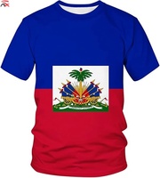 Ensemble de football avec drapeau haïtien, t-shirt, chapeau et pendentif carte pour les fans d'événements sportifs – Cadeau idéal pour encourager les supporters – Vente chaude