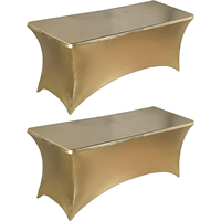 Housse de table extensible en spandex imprimée personnalisée, dorée, 6 pieds, pour tables pliantes publicitaires, rectangulaire, housse de table ajustée, protection