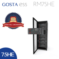 Rak Baterai Penyimpanan Energi Surya Cerdas GOSTA RM75HE 6000 Siklus, 10KWH Lifepo4 LFP 5kw 10kw Baterai Lithium Iron