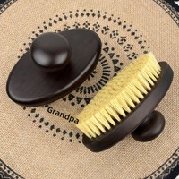 Brosse exfoliante pour le corps adulte en bois de hêtre, finition style antique, manche court, poils doux et ferme pour le frottement du dos, nettoyage en profondeur