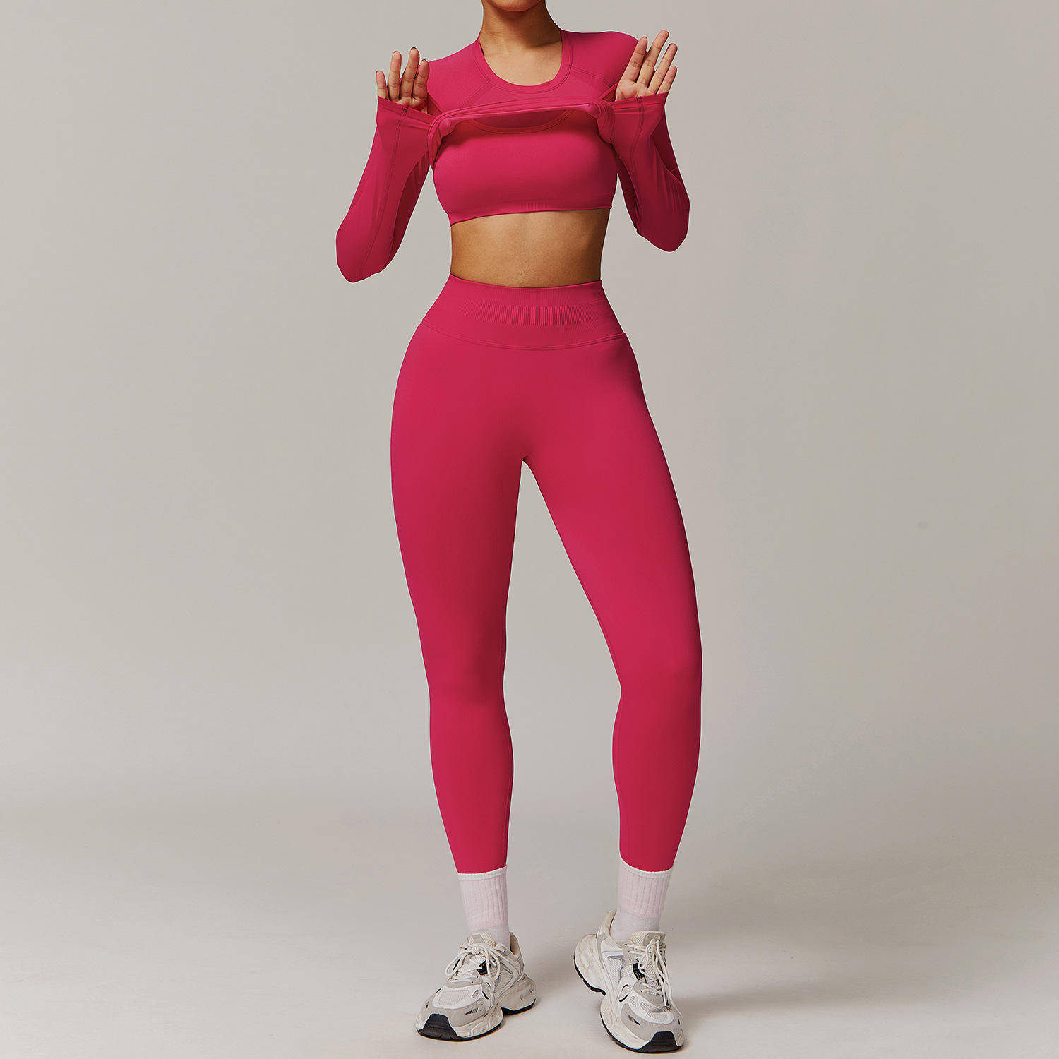 7731 long sleeve + 7655-2 bra + 7655 long pants  raspberry red