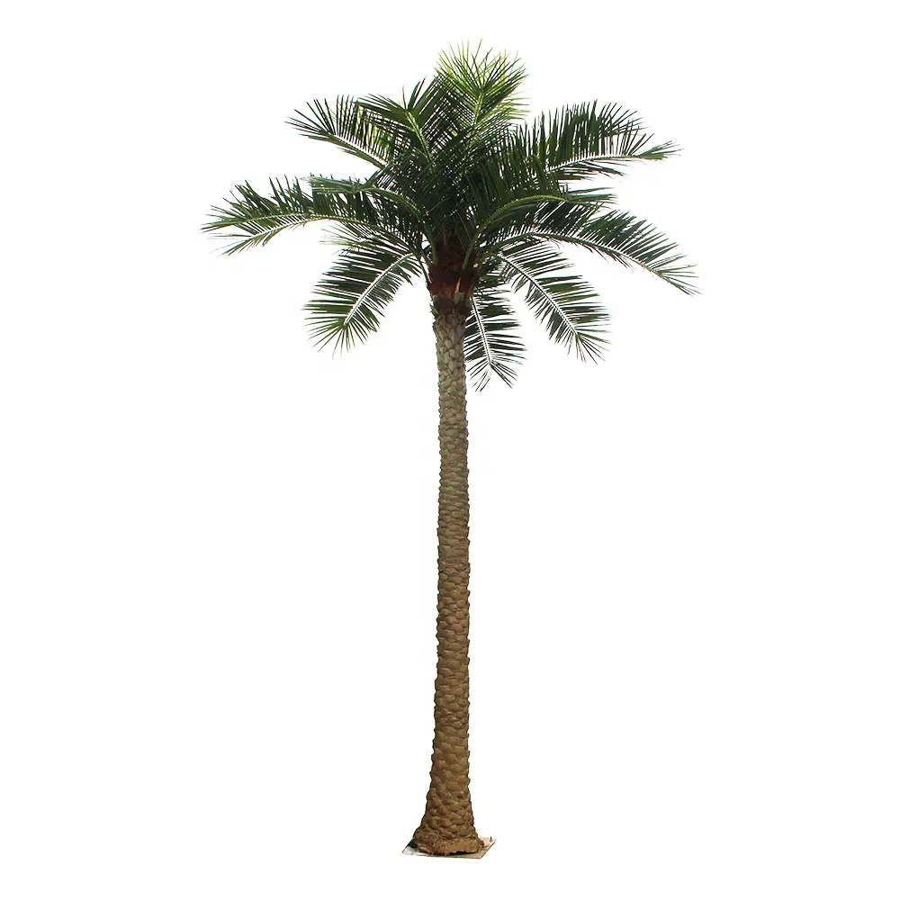 Customized Large Outdoor Wind Resistant Snow Proof Sunlight Protective Artificial Silver Date Palm Tree For Hotel Mall Decor