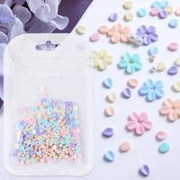Décorations florales pour ongles en pétales de fleurs acryliques colorés avec perles de caviar, perles plates et strass