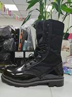 Bottes tactiques longues en cuir brillant à semelle en caoutchouc Panama TSB906, 11 pouces, 28 cm, bottes de service, chaussures de chantier DMS
