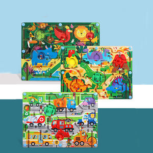 Laberinto de bolas de madera para niños, mecanismo de dinosaurios de tráfico de animales, laberinto magnético, juguete de entrenamiento de concentración de pensar lógico - Product Image 6