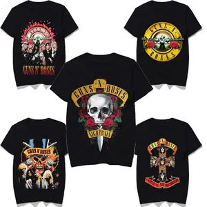 Privé fait Rock Guns N Roses Band T-Shirt Rock Design Lait Fibre Matériel D'été T-shirt Pour Hommes Célèbre Designer T-shirts