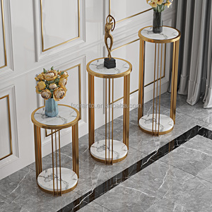 Il tavolino da caffè dell'acciaio inossidabile di progettazione moderna di vendita calda all'ingrosso imposta il supporto rotondo del fiore <span class=keywords><strong>3</strong></span> PCS - Product Image 5