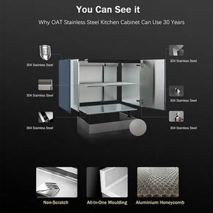 Tùy chỉnh thép không gỉ Inset tủ bếp sang trọng Modular với mềm đóng Ngăn kéo đựng thức ăn tủ lưu trữ ngoài trời - Product Image 4