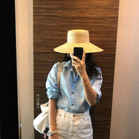 Chapeau de soleil en paille de blé tressée à bord biseauté et large pour femme, idéal pour les vacances d'été, la plage et les occasions formelles