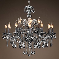 Lustre Vintage en Cristal, éclairage de décoration de maison, Rococo, fumée de fer, lustre rond en Cristal, lustre Antique de 28 pouces CZ2519B/12