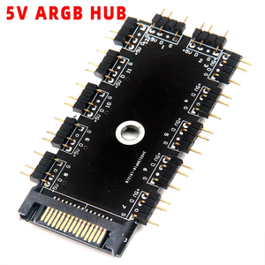 เมนบอร์ดคอมพิวเตอร์ <span class=keywords><strong>Aura</strong></span> <span class=keywords><strong>5V</strong></span> 3Pin RGB อินเตอร์เฟซแบบซิงโครนัสฮับ RGB ฮับแหล่งจ่ายไฟ SATA 1ลาก11 - Product Image 2