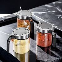 M Dropshipping INest LH-006 Pot à épices minimaliste avec cuillère, boîte à épices en verre scellée anti-humidité, en stock