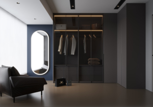 Pill Shape Countertop Illuminated Mirror with Modern Stainless Steel <b>frame</b> - Product Image 2