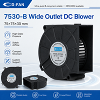 Ventilateur de toilette intelligent 7530, souffleur centrifuge CC sans balais 75 mm 12 V, ventilateur centrifuge 75x75x30 mm 12 V 24 V OEM ODM