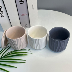 Pot en céramique texturé mat, récipient cylindrique pour bougie, décoration d'intérieur, porte-bougie, récipient en céramique vide - Product Image 2