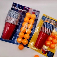 Gobelets en plastique jetables personnalisés de 16oz jeu de balles de tennis de table de couleur rouge emballage blister pour les jeux de tasses de fête de bière-pong