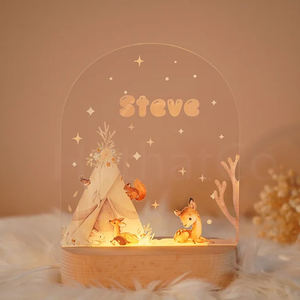 Lampe de nuit LED à illusion 3D personnalisée, base en bois pour lampe de nuit en acrylique, forme rectangulaire, ronde, ovale, lmpara - Product Image 5