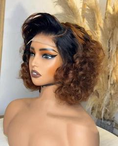 Pelucas de Cabello Humano 100% Ondulado, sin Pegamento, para Mujeres Negras, Peluca Brasileña con Frente de Encaje, Ondas Sueltas, Rizos Elásticos - Product Image 2