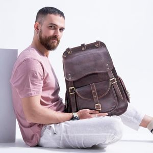 Handmade World Full Grain Leather Backpack <b>for</b> <b>Men</b> – 18 Inch Laptop <b>Bag</b>, Handmade Real Leather, Business Travel <b>Work</b> Backpack - Product Image 2
