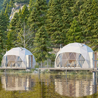 Tente dôme géodésique en PVC transparent de 8m Igloo de luxe avec salle de bain pour hôtel