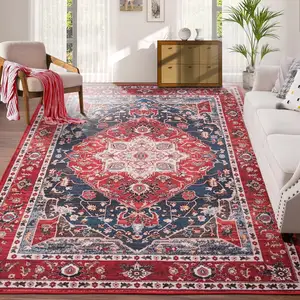 Karpet amazon burgundy karpet ruang tamu besar ruang makan taman penutup tenun vintage yang dapat dilepas pemasok karpet