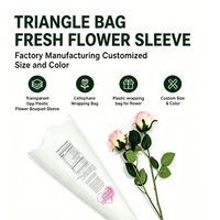Vente directe d'usine, sacs d'emballage transparents pour fleurs roses, sacs en plastique pour bouquets, emballage cadeau pour les fleuristes dans les centres commerciaux