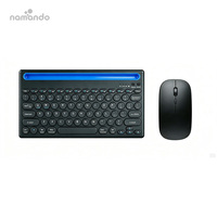 Kit Keyboard dan Mouse Nirkabel Mode Ganda Tipe C Dapat Diisi Ulang dengan Slot Penyangga Terintegrasi untuk Smartphone Tablet PC Rumah Kantor