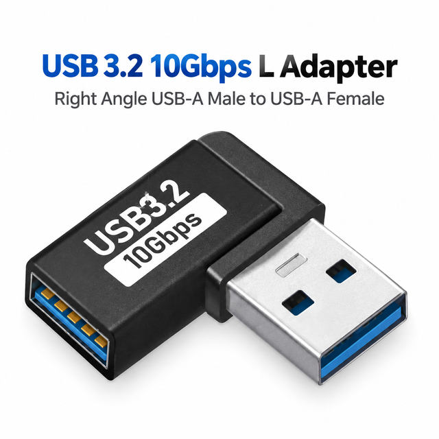 USB 3.2 Gen 2 10Gbps Right Angle USB a Male to Female Adapter L Shape Connector for Laptop PC Flash Drive