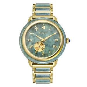 Envío Directo, Relojes de Pareja Mecánicos Automáticos, Color Verde, Jade Natural, Números Romanos, Resistentes al Agua 5BAR, Reloj de Pulsera Elegante - Product Image 1